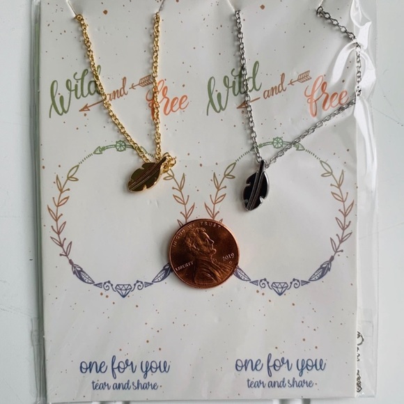 NWT Wild and Free Feather Friendship Necklaces - Picture 4 of 9